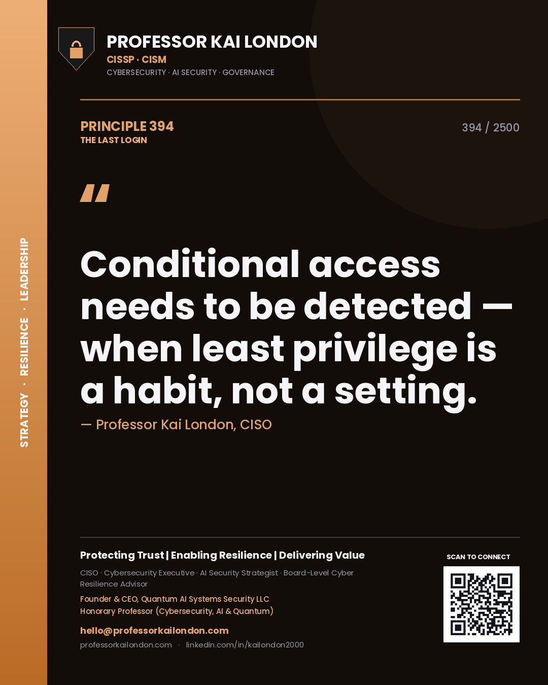 Professor Kai London principle 394: Conditional access needs to be detected — when least privilege is a habit, not a setting.