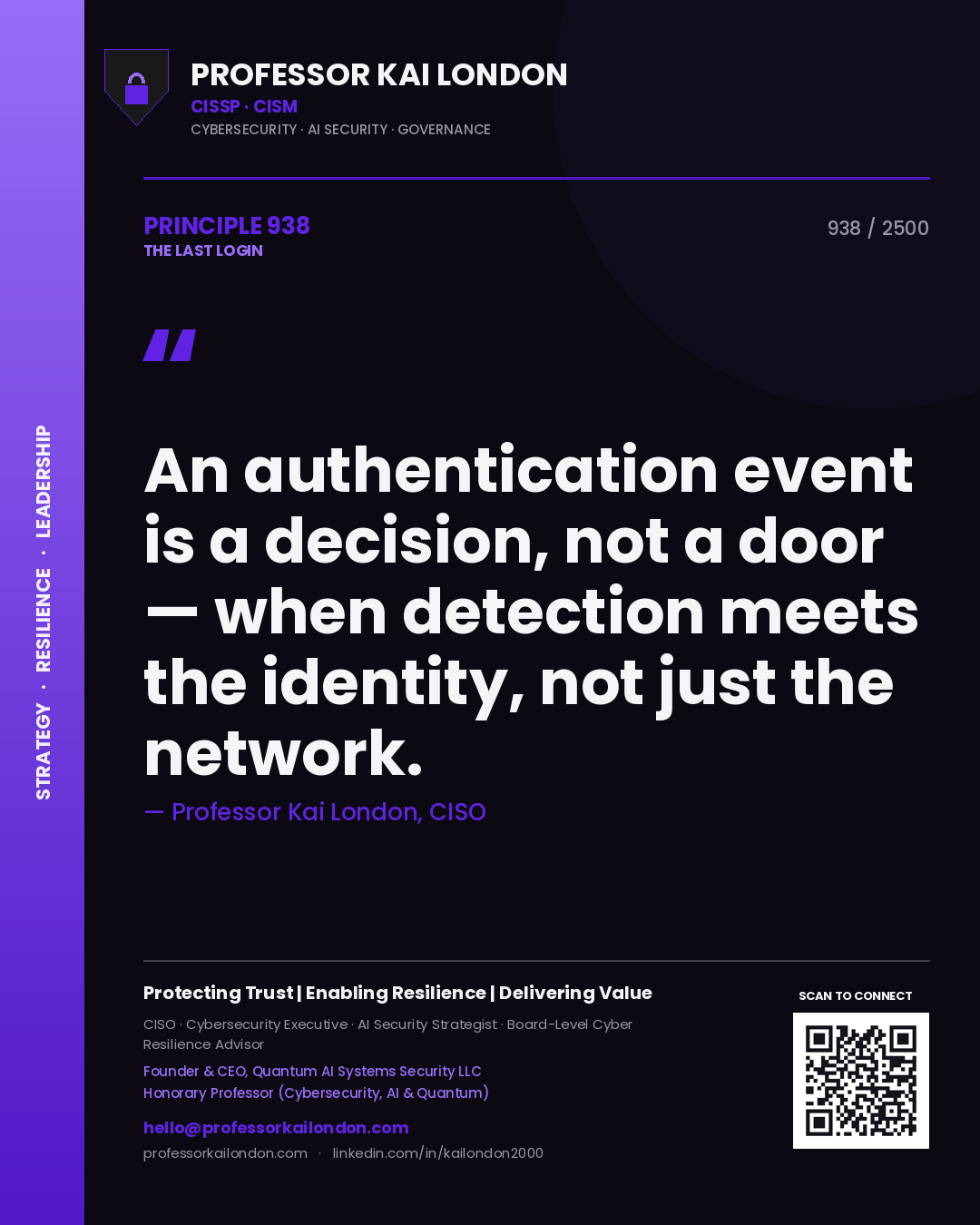 Professor Kai London principle 938: An authentication event is a decision, not a door — when detection meets the identity, not just the network.