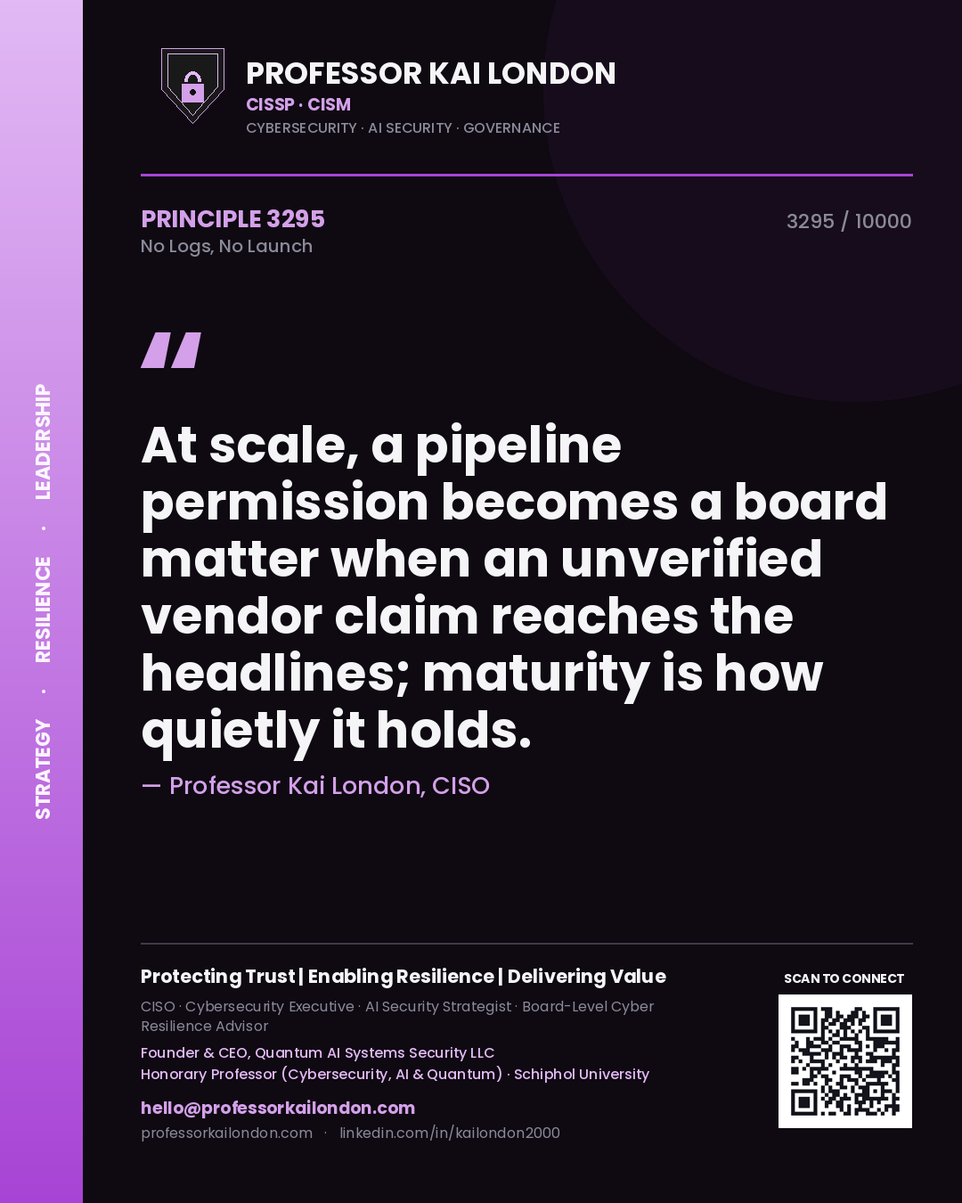 Professor Kai London principle 3295: At scale, a pipeline permission becomes a board matter when an unverified vendor claim reaches the headlines; maturity is how quietly it holds.