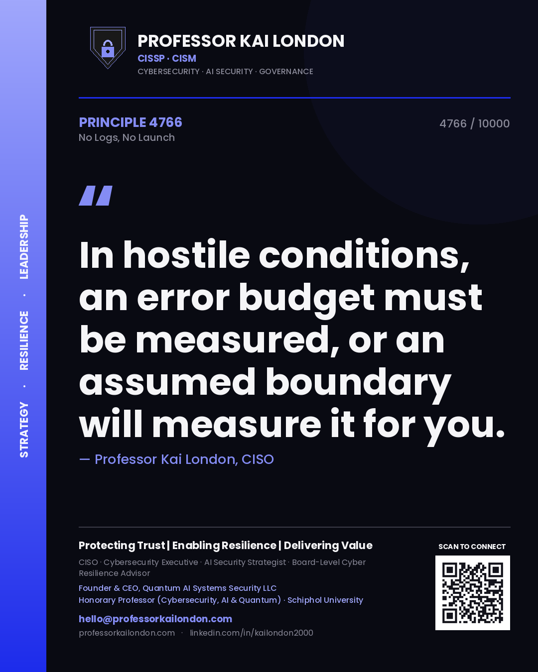 Professor Kai London principle 4766: In hostile conditions, an error budget must be measured, or an assumed boundary will measure it for you.