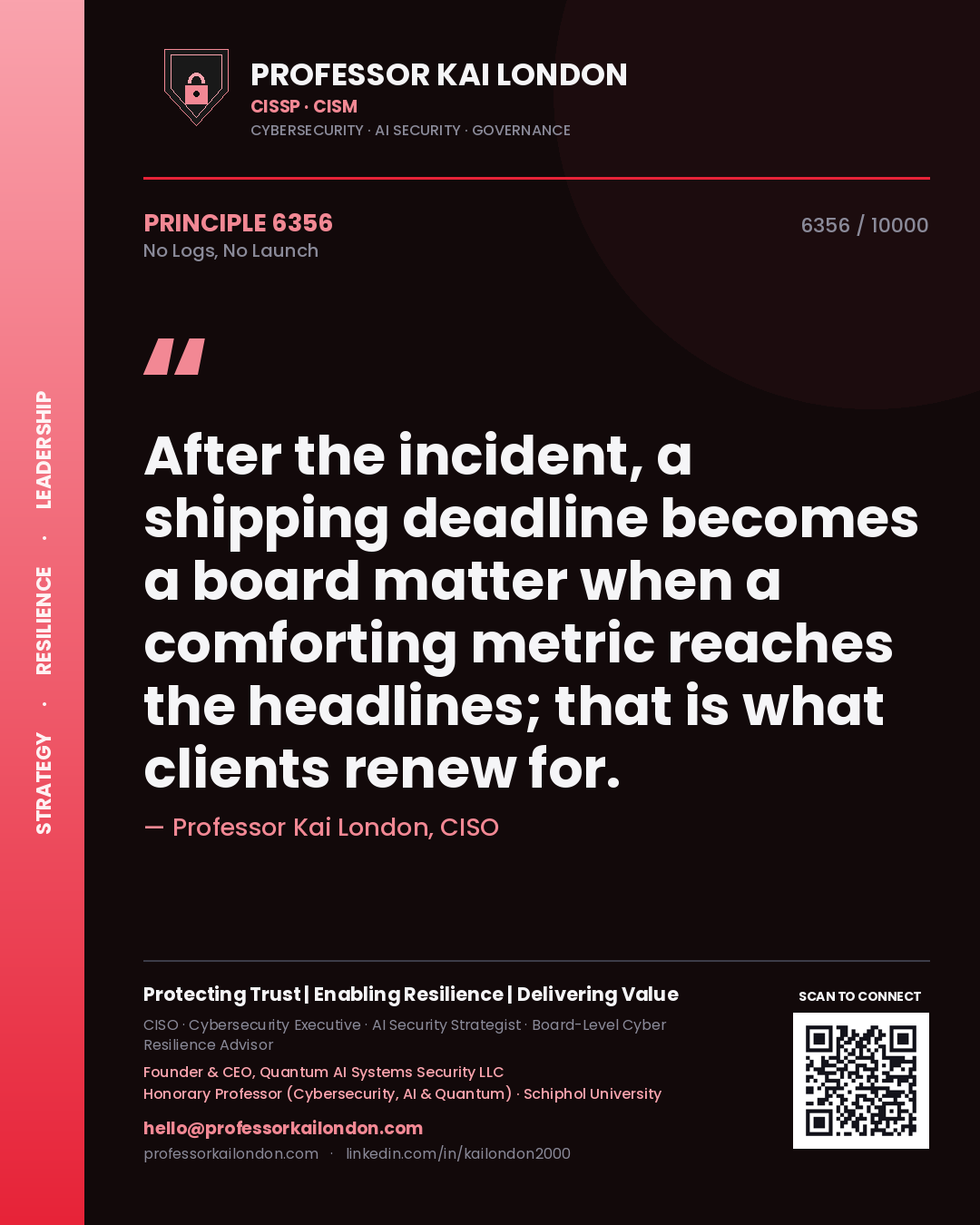 Professor Kai London principle 6356: After the incident, a shipping deadline becomes a board matter when a comforting metric reaches the headlines; that is what clients renew for.
