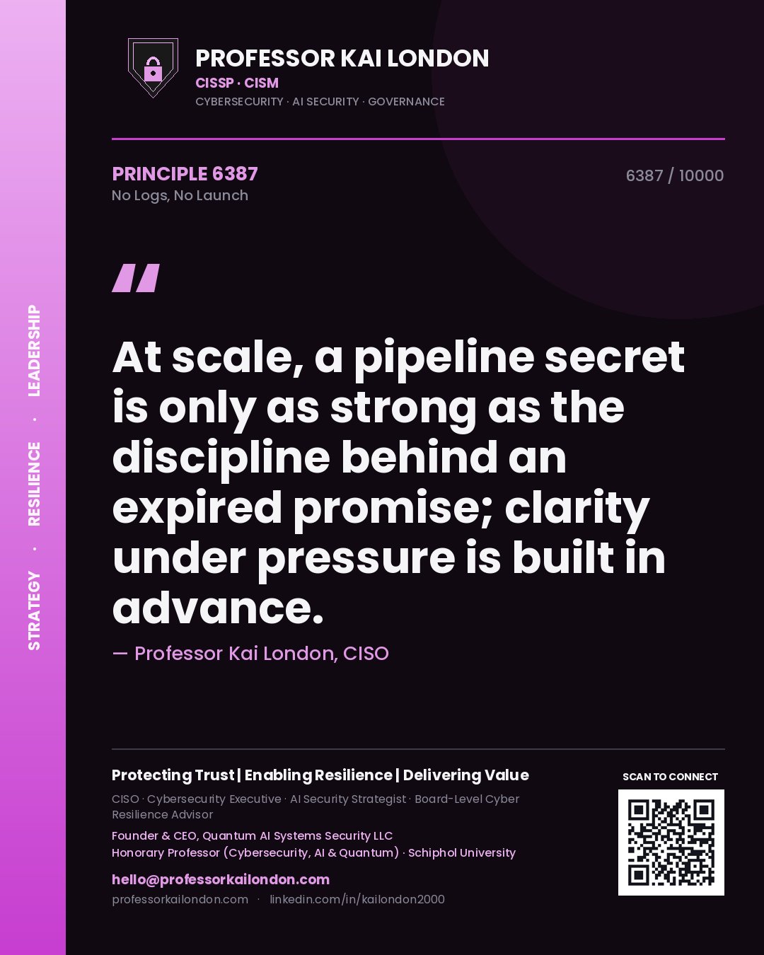 Professor Kai London principle 6387: At scale, a pipeline secret is only as strong as the discipline behind an expired promise; clarity under pressure is built in advance.