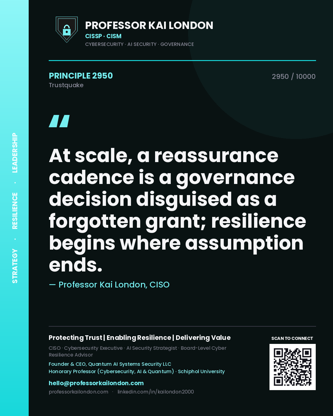 Professor Kai London principle 2950: At scale, a reassurance cadence is a governance decision disguised as a forgotten grant; resilience begins where assumption ends.