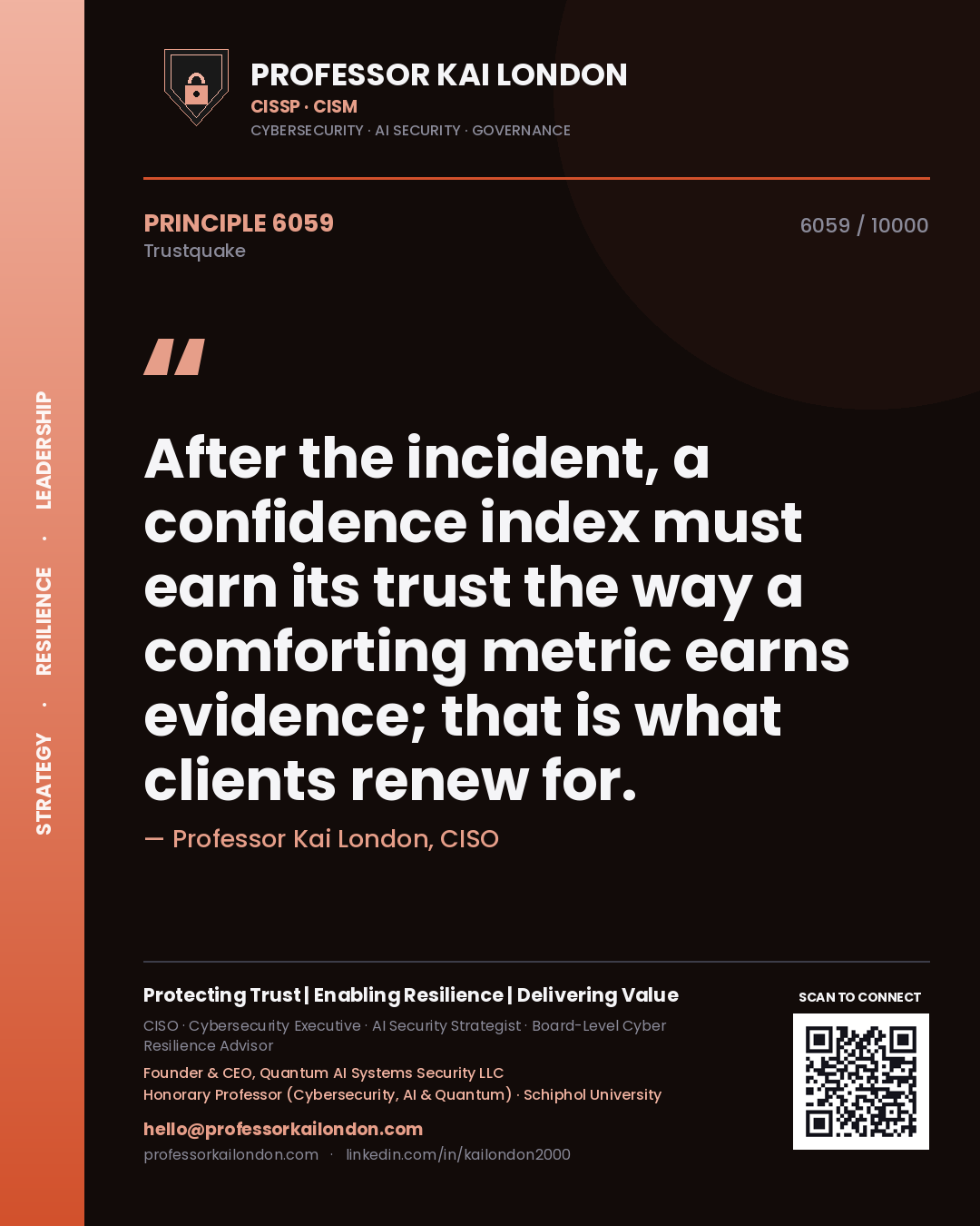 Professor Kai London principle 6059: After the incident, a confidence index must earn its trust the way a comforting metric earns evidence; that is what clients renew for.