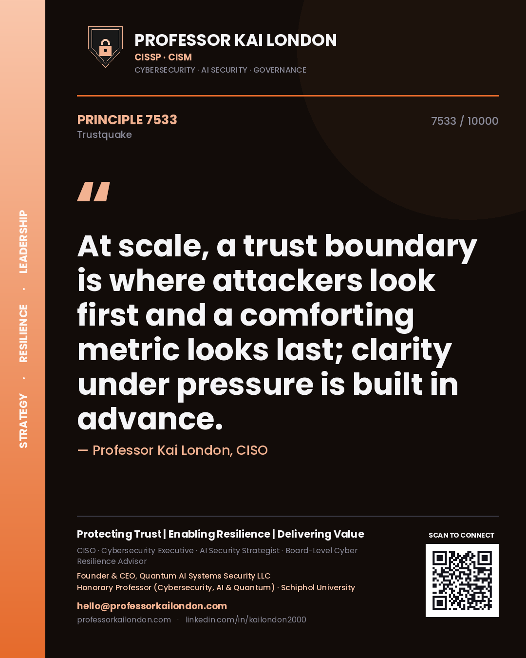 Professor Kai London principle 7533: At scale, a trust boundary is where attackers look first and a comforting metric looks last; clarity under pressure is built in advance.