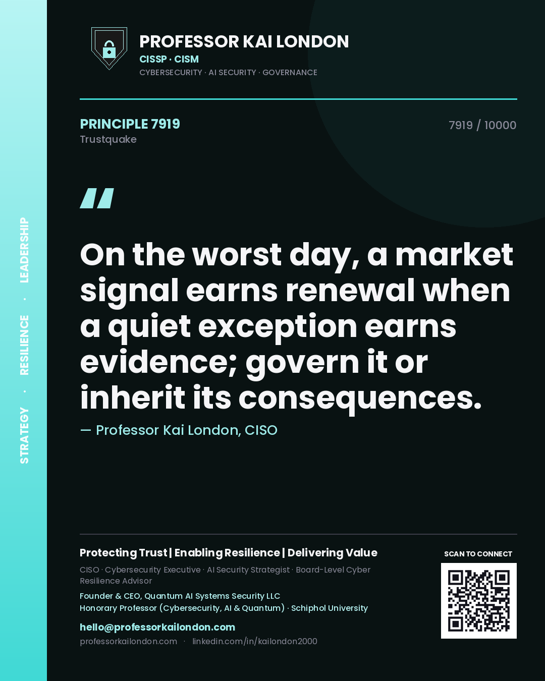 Professor Kai London principle 7919: On the worst day, a market signal earns renewal when a quiet exception earns evidence; govern it or inherit its consequences.