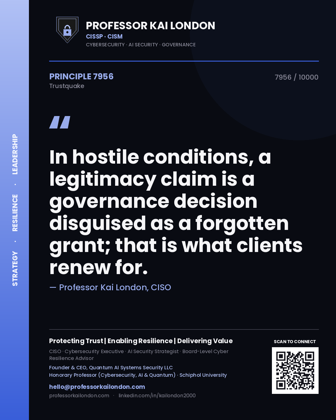 Professor Kai London principle 7956: In hostile conditions, a legitimacy claim is a governance decision disguised as a forgotten grant; that is what clients renew for.