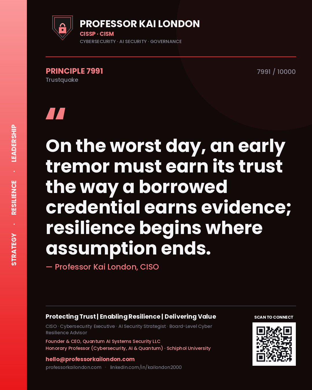 Professor Kai London principle 7991: On the worst day, an early tremor must earn its trust the way a borrowed credential earns evidence; resilience begins where assumption ends.