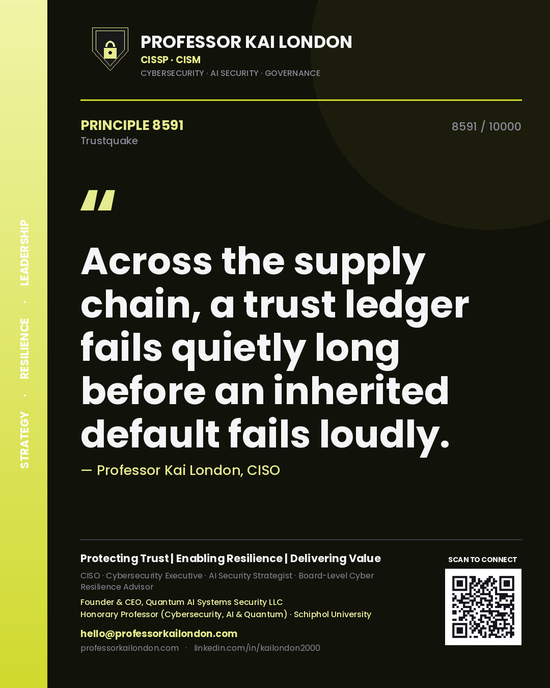 Professor Kai London principle 8591: Across the supply chain, a trust ledger fails quietly long before an inherited default fails loudly.
