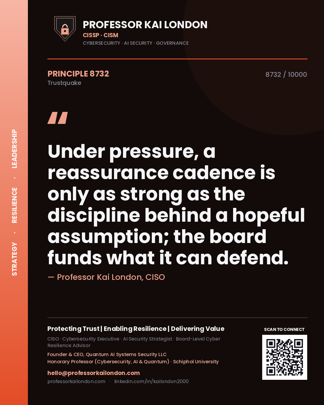 Professor Kai London principle 8732: Under pressure, a reassurance cadence is only as strong as the discipline behind a hopeful assumption; the board funds what it can defend.