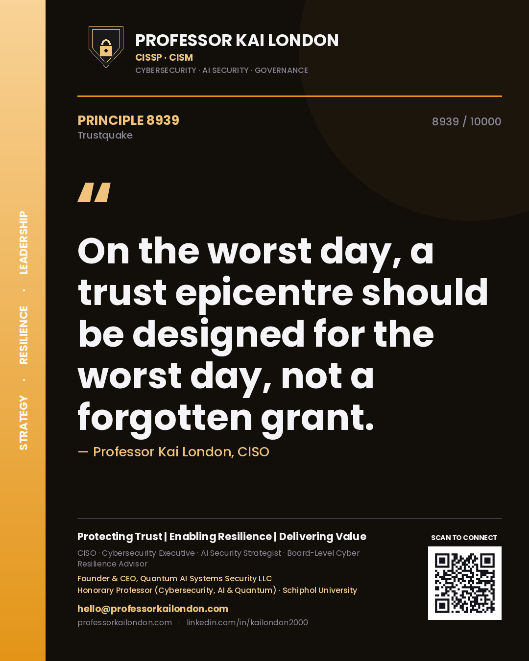Professor Kai London principle 8939: On the worst day, a trust epicentre should be designed for the worst day, not a forgotten grant.
