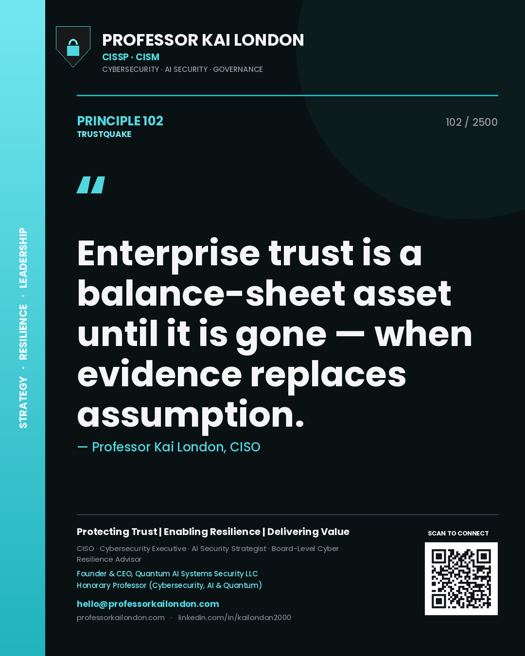 Professor Kai London principle 102: Enterprise trust is a balance-sheet asset until it is gone — when evidence replaces assumption.