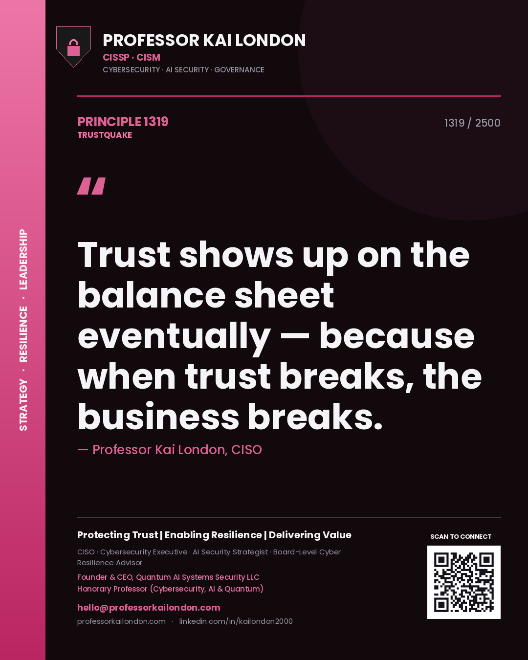 Professor Kai London principle 1319: Trust shows up on the balance sheet eventually — because when trust breaks, the business breaks.