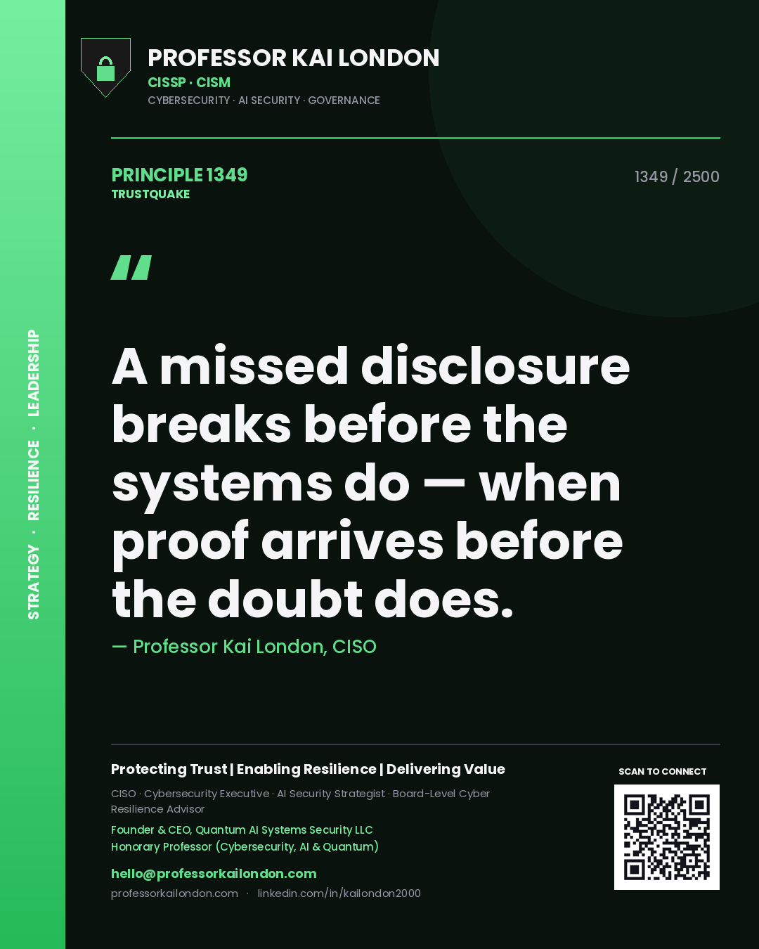 Professor Kai London principle 1349: A missed disclosure breaks before the systems do — when proof arrives before the doubt does.