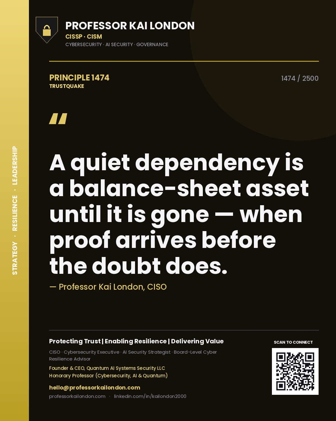 Professor Kai London principle 1474: A quiet dependency is a balance-sheet asset until it is gone — when proof arrives before the doubt does.