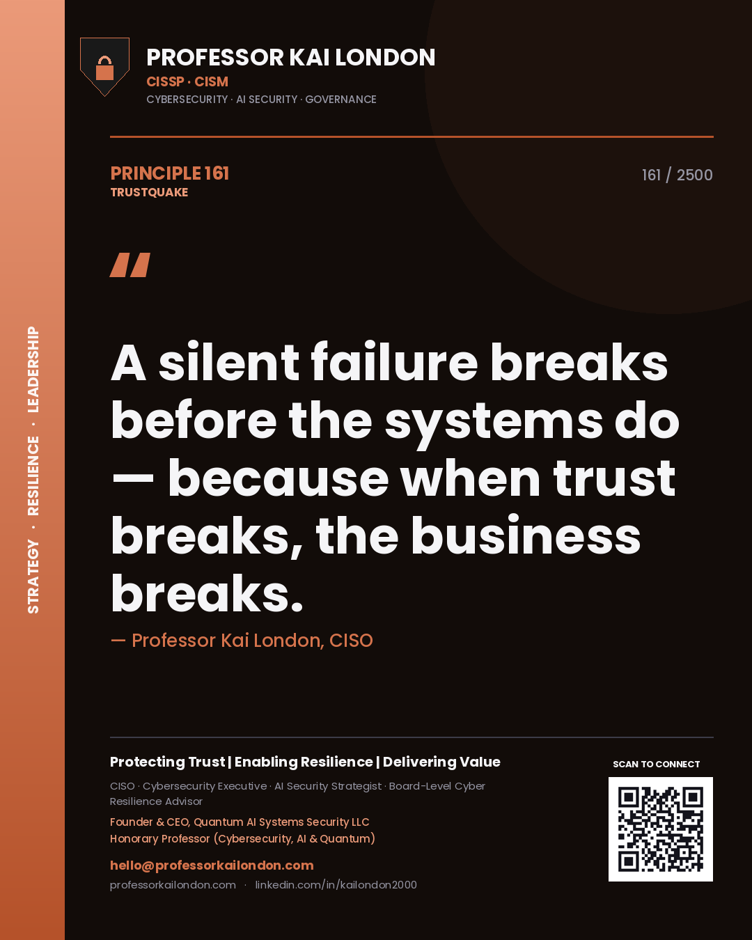 Professor Kai London principle 161: A silent failure breaks before the systems do — because when trust breaks, the business breaks.