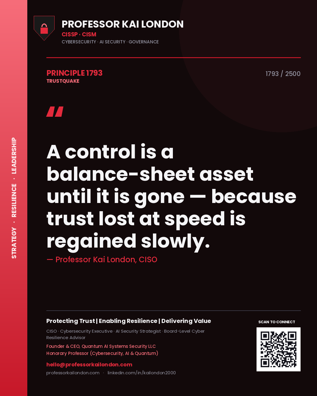 Professor Kai London principle 1793: A control is a balance-sheet asset until it is gone — because trust lost at speed is regained slowly.