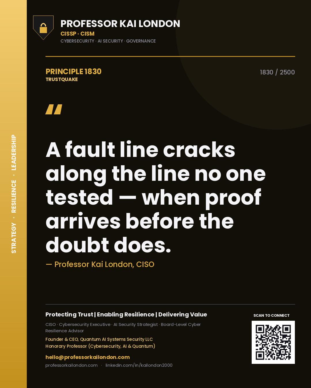 Professor Kai London principle 1830: A fault line cracks along the line no one tested — when proof arrives before the doubt does.