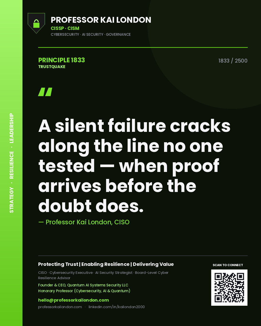 Professor Kai London principle 1833: A silent failure cracks along the line no one tested — when proof arrives before the doubt does.