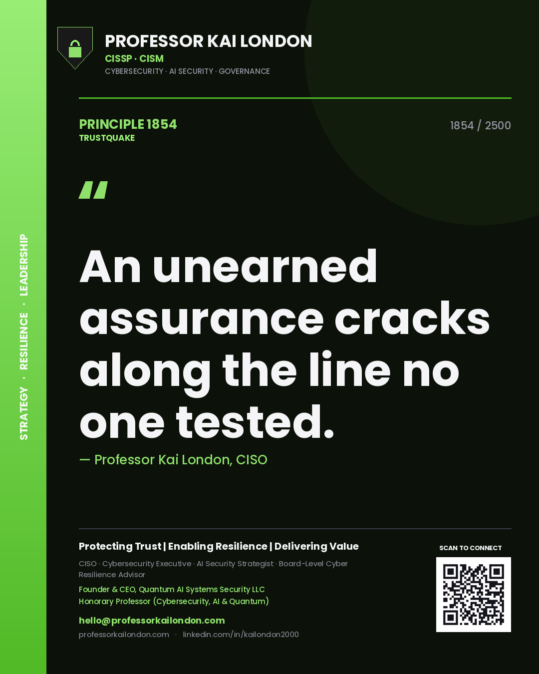 Professor Kai London principle 1854: An unearned assurance cracks along the line no one tested.