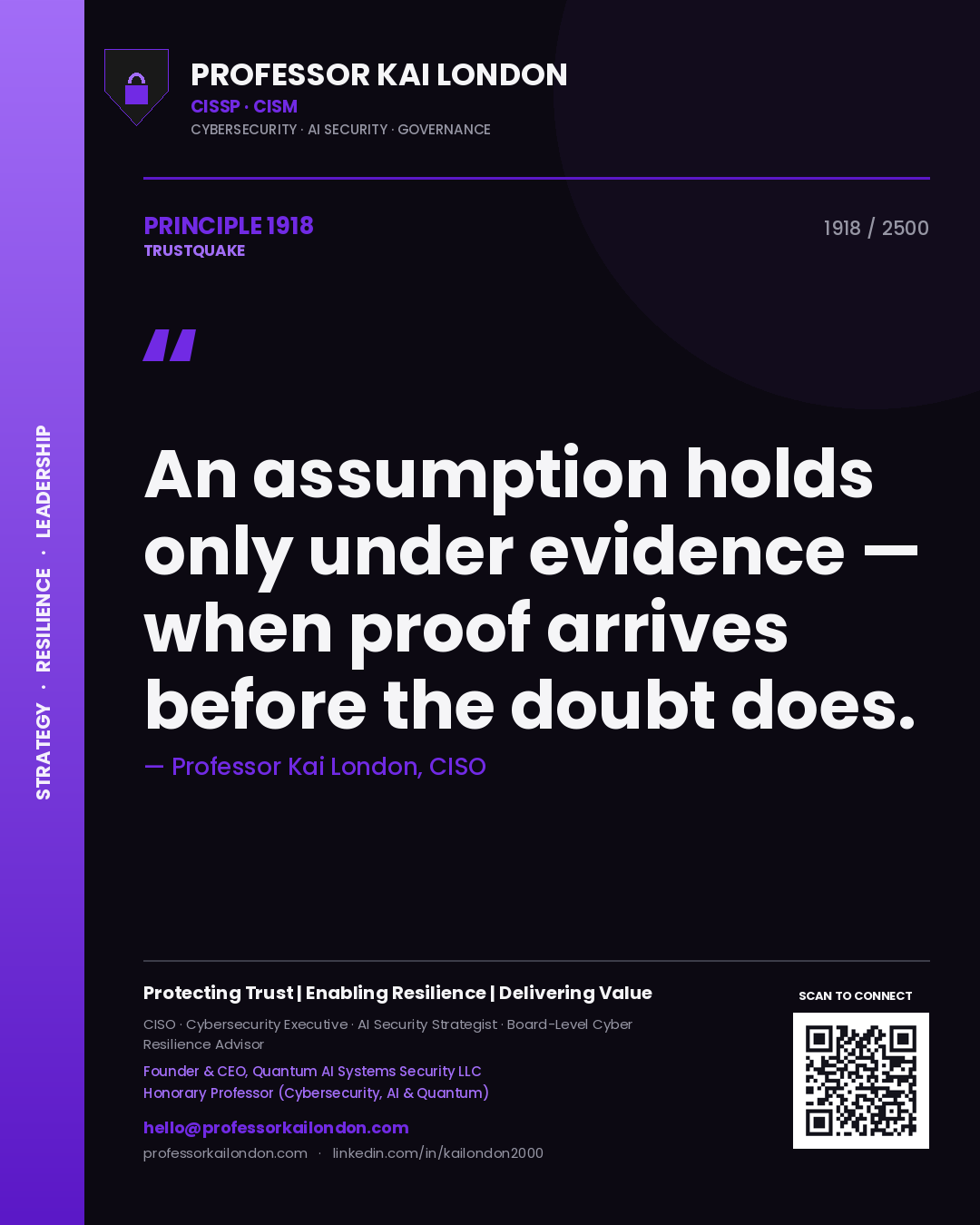 Professor Kai London principle 1918: An assumption holds only under evidence — when proof arrives before the doubt does.