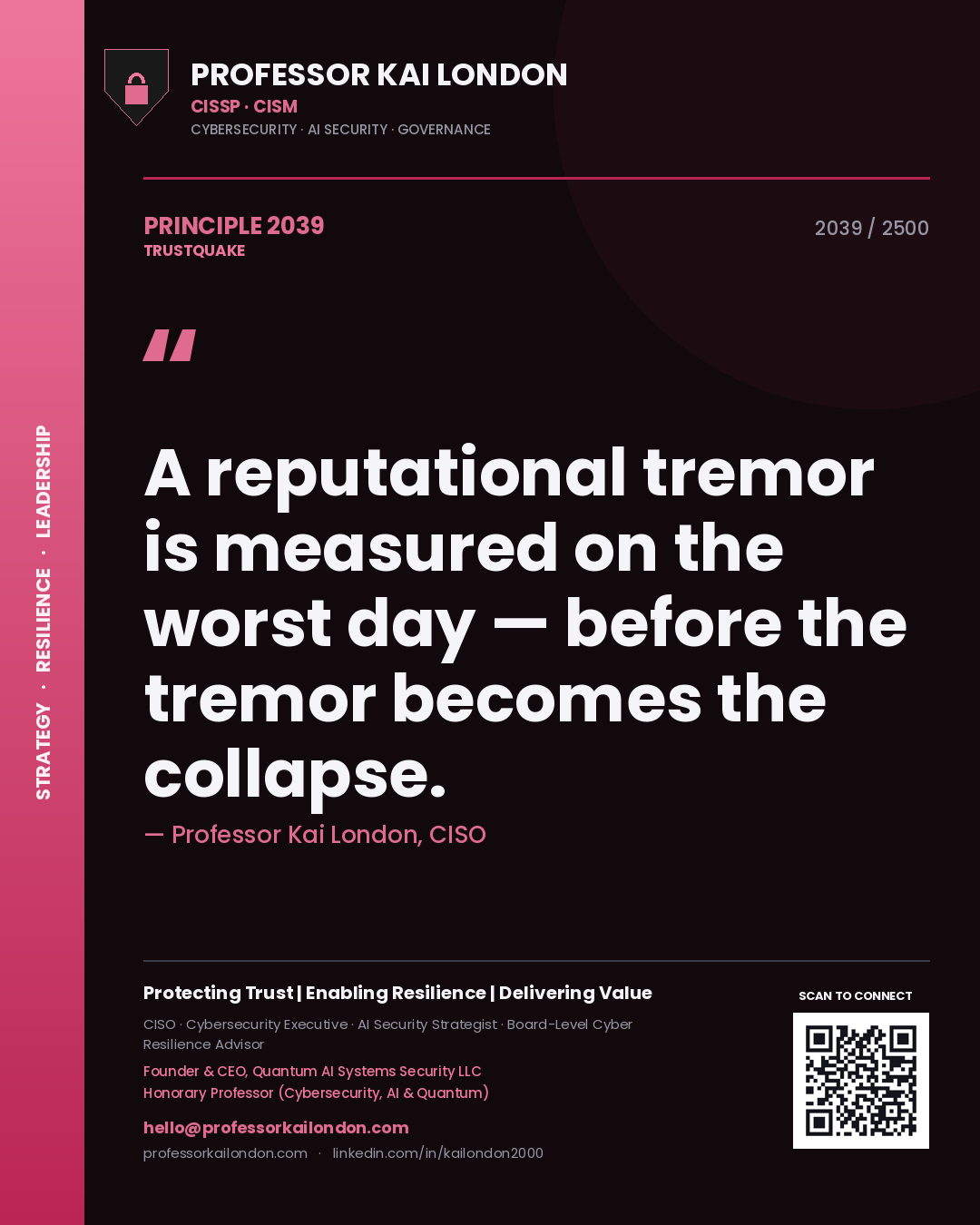 Professor Kai London principle 2039: A reputational tremor is measured on the worst day — before the tremor becomes the collapse.