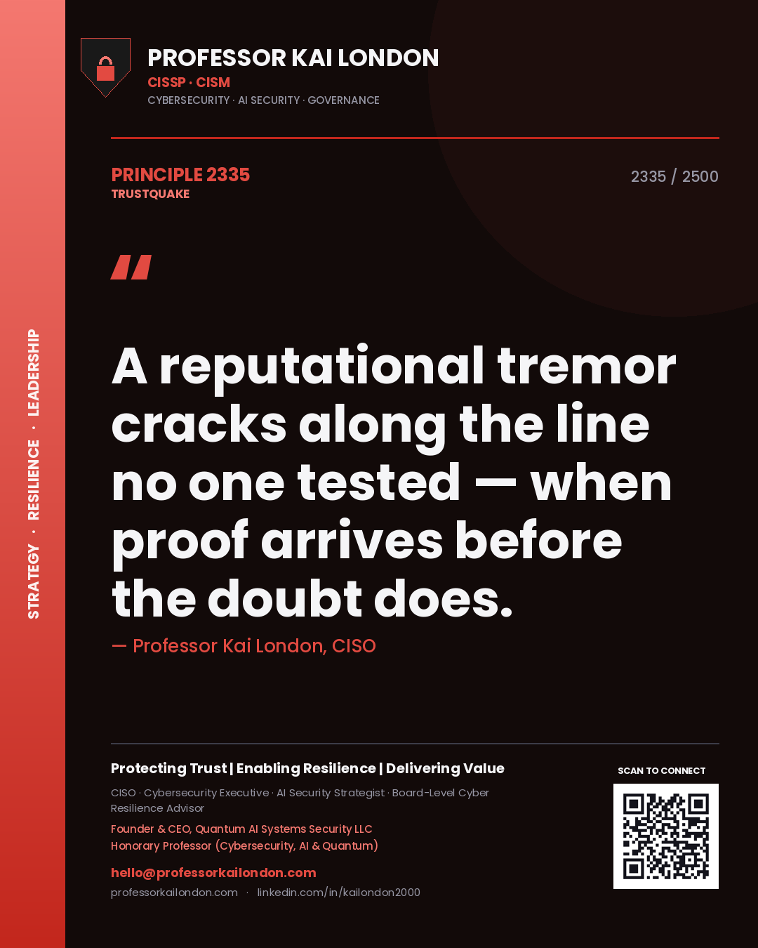 Professor Kai London principle 2335: A reputational tremor cracks along the line no one tested — when proof arrives before the doubt does.