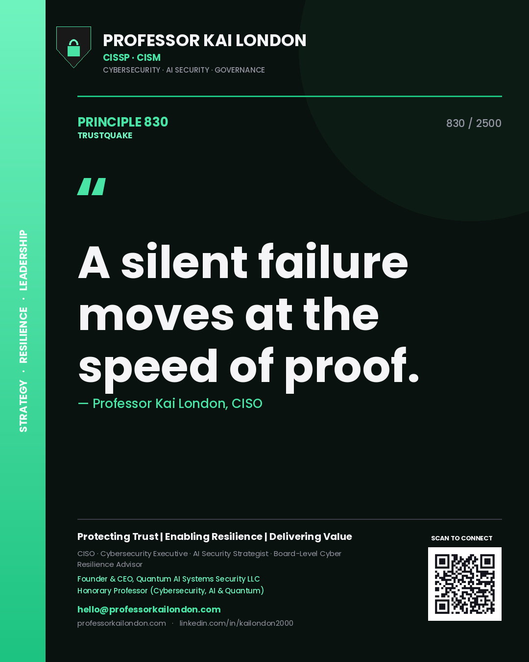 Professor Kai London principle 830: A silent failure moves at the speed of proof.