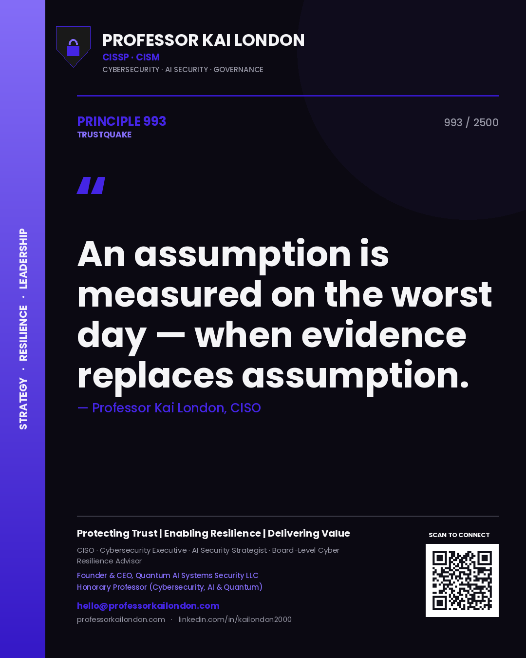 Professor Kai London principle 993: An assumption is measured on the worst day — when evidence replaces assumption.